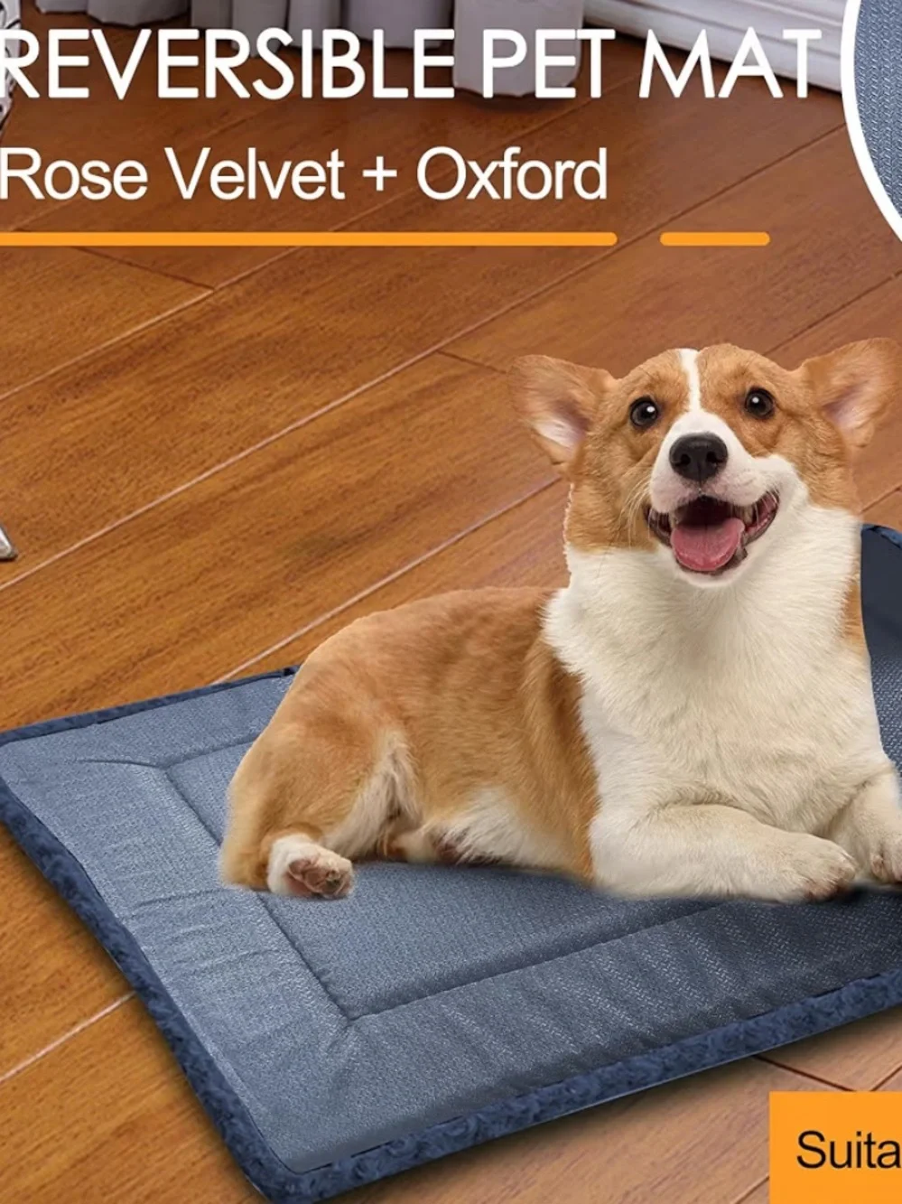 Washable Dog Bed Plush Orthopedic Outdoor Crate Mat with Non-Slip Bottom